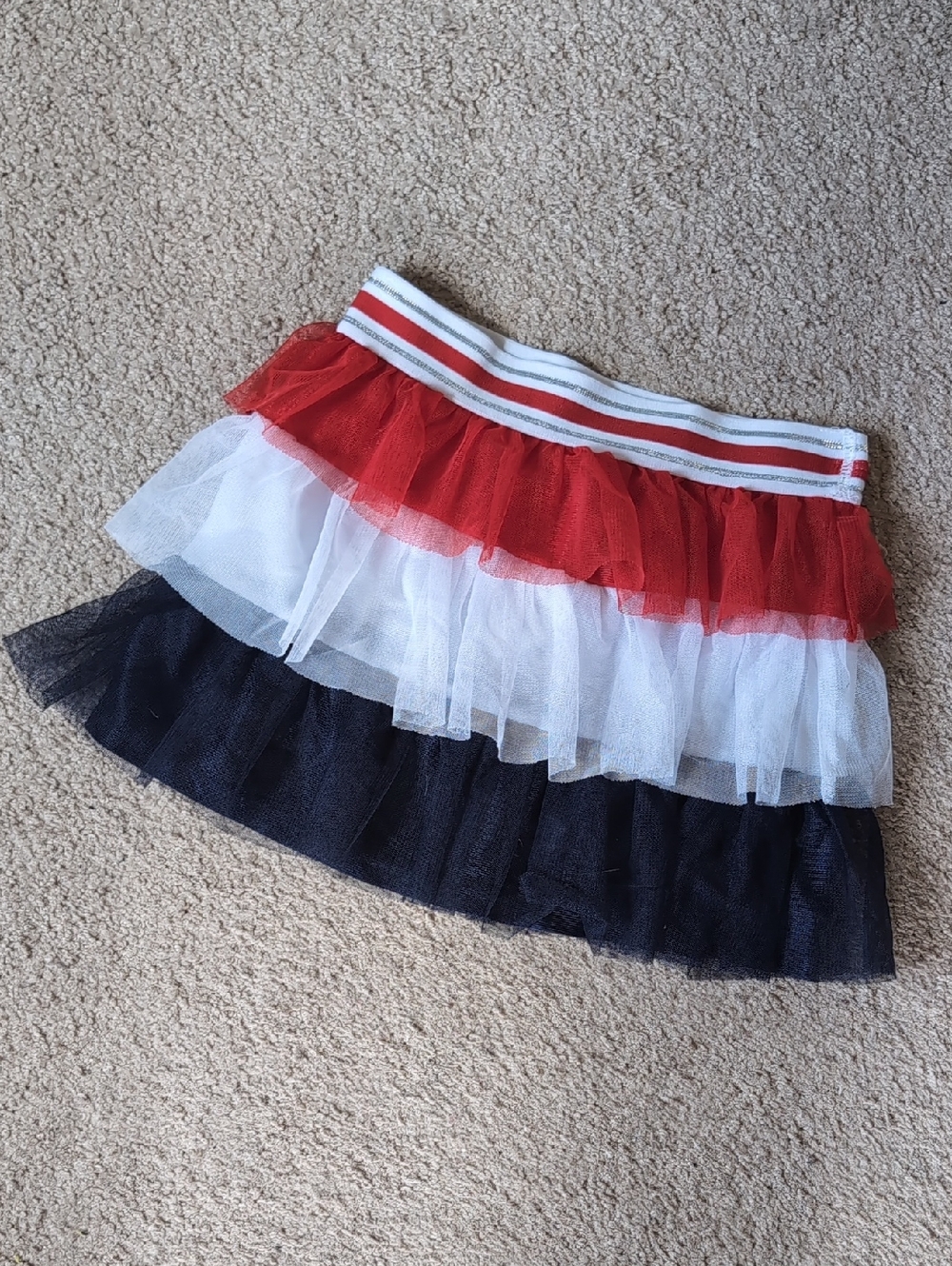 ❤️4/$20 Girls' Red, White & Navy Tiered Tulle Skirt